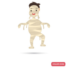 Little halloween mummy boy color illustration