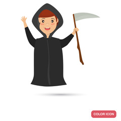 Little halloween death boy color illustration