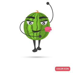 Funny dancing watermelon color flat icon