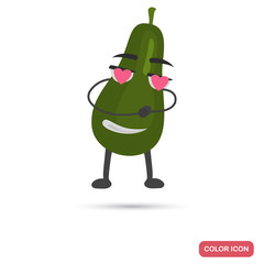 Funny avocado in love color flat icon