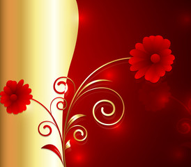 Christmas Flowers Golden Abstract Background