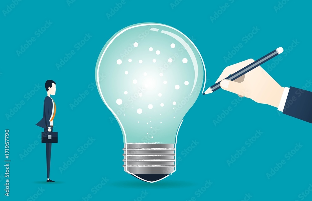 Poster flat design concept for creative business thinking and business assignment idea
