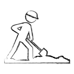 worker with shovel silhouette vector illustration design