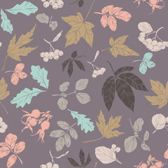 Fall, Autumn or Thanksgiving seamless and tileable background. Colorful hand drawn illustration for your design.