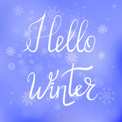 Fototapeta na wymiar Hello Winter Lettering Typographic Poster