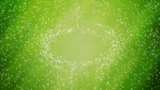 Float bubbles on green background and wrap around the circumference