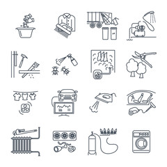 set of thin line icons household appliances, equipment, machine