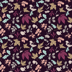 Fall, Autumn or Thanksgiving seamless and tileable background. Colorful hand drawn illustration for your design.