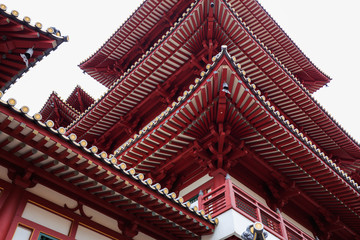 Fototapeta na wymiar roof of Buddha Tooth Relic Temple at China town, Singapore