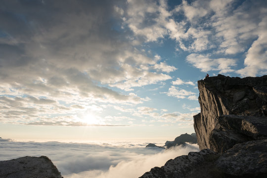 View sunset from Segla Mountain, Senja, Norway