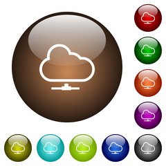 Fototapeta na wymiar Cloud network color glass buttons