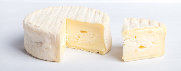french fresh cheese on a white background