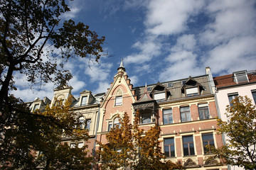 Blue sky and German house