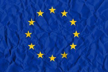 European Union Crisis Concept: Crumpled Paper EU Flag