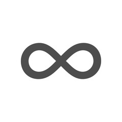 Infinity symbol loop. Figure 8 icon, eternity logo sign in original design, forever eternity knot, number 8 inverted in flat style.