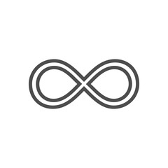 Infinity symbol loop. Figure 8 icon, eternity logo sign in original design, forever eternity knot, number 8 inverted in flat style.