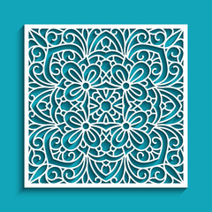 Square panel with lace pattern, template for laser cutting