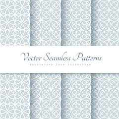 Set of seamless lace patterns in neutral color