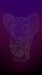 Wallpaper for phone, elephant on a dark background