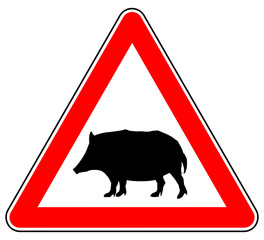 sd59 Schild-Dreieckig - german: Achtung Wildschwein - Gefahrzeichen - Hinweis Zeichen - english:...