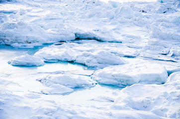 冬の知床　オホーツク海の流氷　ウトロ・北海道