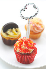 Cupcakes on a white plate
