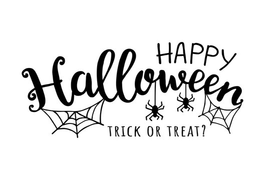Happy halloween. Vector illustration with web and spider.  Trick or treat