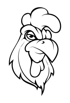 Rooster Face Mascot Vector Drawing