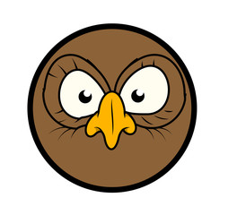 Angry Cartoon Owl Character Face - clip-art vector illustration