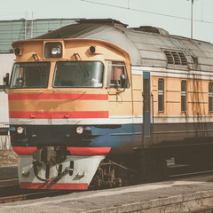 Yellow diesel train