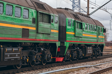 Fototapeta premium Green diesel locomotive