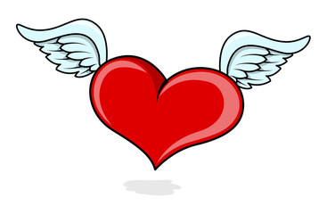 Flying Heart tattoo Vector Illustration