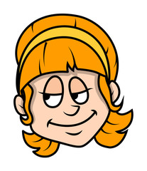 Happy Cartoon Girl Face
