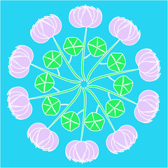 Pink Roses pattern background on blue