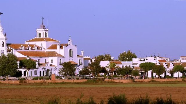 El Rocio hermitage in El Rocio village, Huelva, Andalusia, Spainro