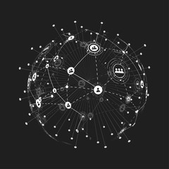 Global network connection. World map point and line composition concept of global business. Vector Illustration