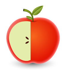 Apple Slice half cut Vector- Clip-art vector illustration