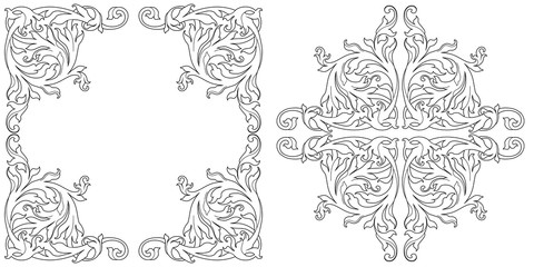 Baroque vector set of vintage elements for design. Decorative design element filigree calligraphy vector. You can use for wedding decoration of greeting card and laser cutting.

