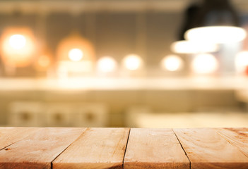 Empty of wood table top on light abstract background .For montage product display or  key visual...