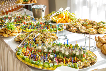 Delicacies and snacks at a buffet or Banquet. Catering. Selective focus