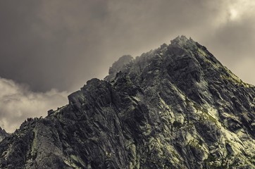 Fototapeta premium Tatra mountains landscape, Poland,Kozi Wierch peak under clouds