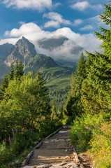 Tatra mountains, Poland landscape, tourist trail in Gasienicowa valley (Hala Gasienicowa), summer