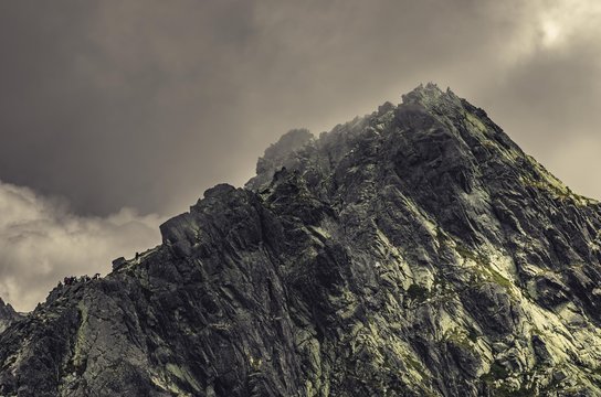 Tatra mountains landscape, Poland,Kozi Wierch peak under clouds