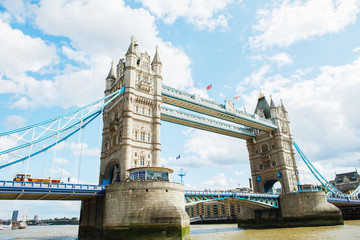Fototapeta na wymiar LONDON - AUGUST 19, 2017: Tower Bridge in London, UK. View from the River Thames