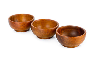 Wooden bowl isolated on white background