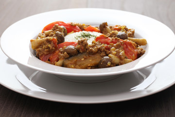 ナスとトマトのキーマカレー