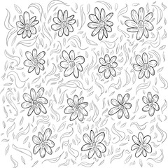 Hand Drawn Simple Flowers Background