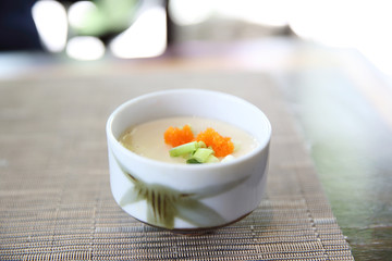 steamed beaten egg isolated in white background