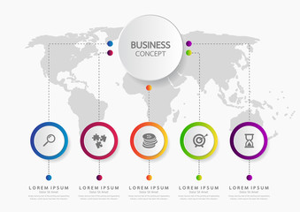 Vector infographic template business concept with options. Label circles for content, flowchart, diagram, steps, infographics, chart, workflow layout illustration,