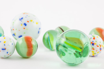 Glass marble balls isolated on white background